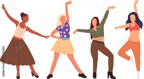 dancing women, flat style isolated vector