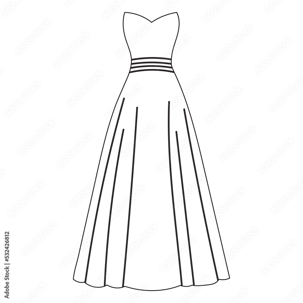dress sketch ,contour on white background isolated vector dress sketch ,contour on white background isolated vector