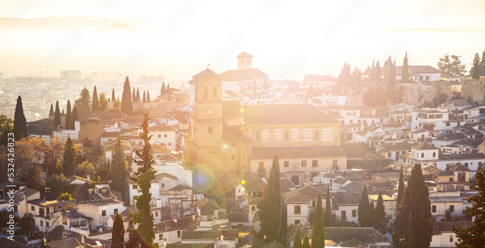 Obraz premium Granada city landscape at sunset