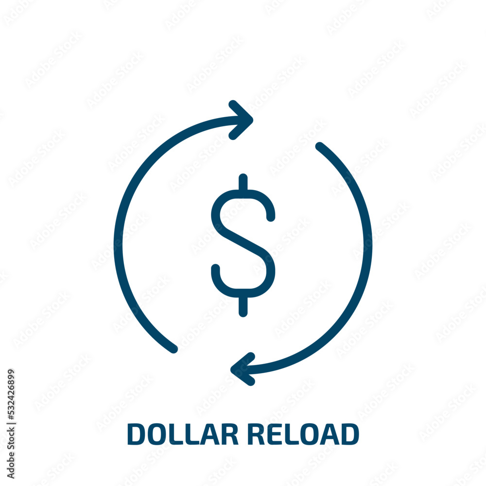 dollar reload icon from cryptocurrency collection. Filled dollar reload, arrow, swap glyph icons isolated on white background. Black vector dollar reload sign, symbol for web design and mobile apps dollar reload icon from cryptocurrency collection. Filled dollar reload, arrow, swap glyph icons isolated on white background. Black vector dollar reload sign, symbol for web design and mobile apps