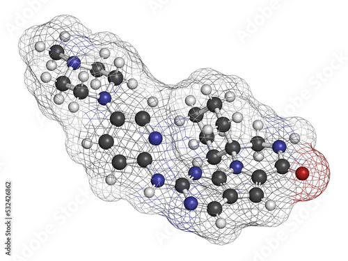 Trilaciclib cancer drug molecule, 3D rendering. photo