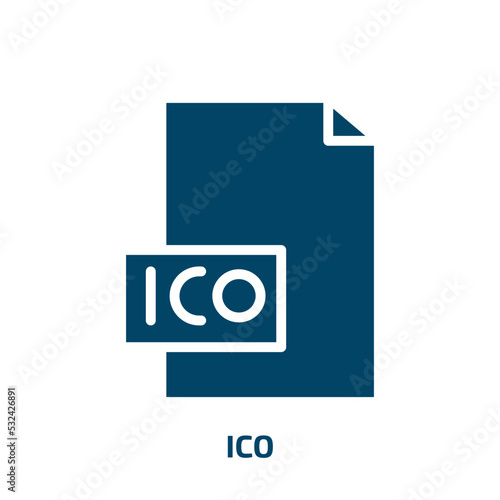 ico icon from blockchain collection. Filled ico, internet, business glyph icons isolated on white background. Black vector ico sign, symbol for web design and mobile apps