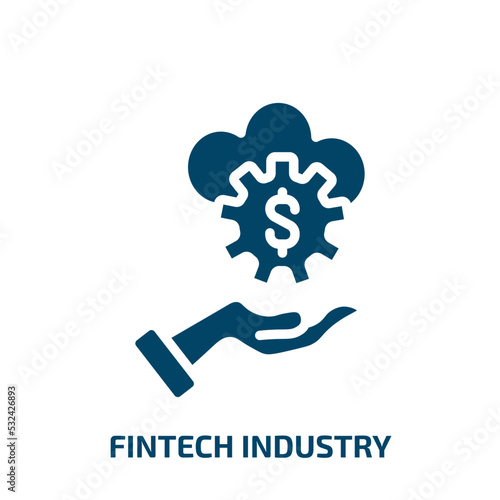 fintech industry icon from cryptocurrency collection. Filled fintech industry, financial, business glyph icons isolated on white background. Black vector fintech industry sign, symbol for web design