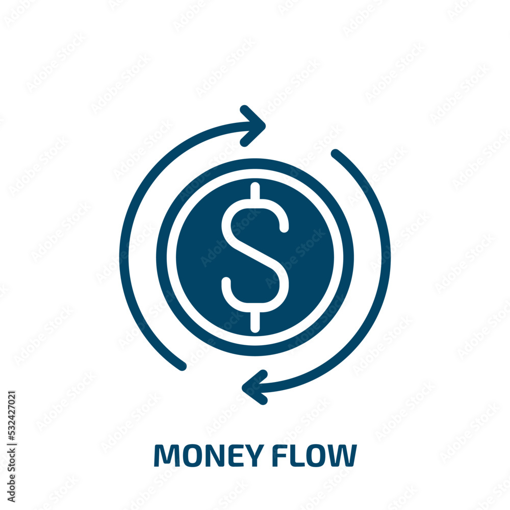 money flow icon from cryptocurrency collection. Filled money flow, money, flow glyph icons isolated on white background. Black vector money flow sign, symbol for web design and mobile apps money flow icon from cryptocurrency collection. Filled money flow, money, flow glyph icons isolated on white background. Black vector money flow sign, symbol for web design and mobile apps