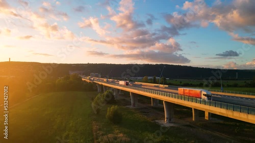 Wallpaper Mural Evening highway traffic at sunset time from above Torontodigital.ca