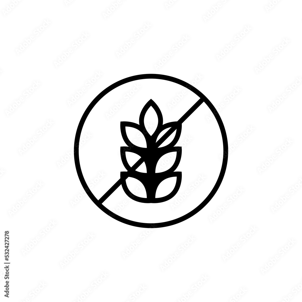 Gluten free line icon isolated on white background Gluten free line icon isolated on white background