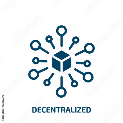 decentralized icon from cryptocurrency collection. Filled decentralized, cryptocurrency, cryptography glyph icons isolated on white background. Black vector decentralized sign, symbol for web design