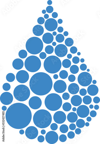 Blue circles in drop shape. Clean water symbol