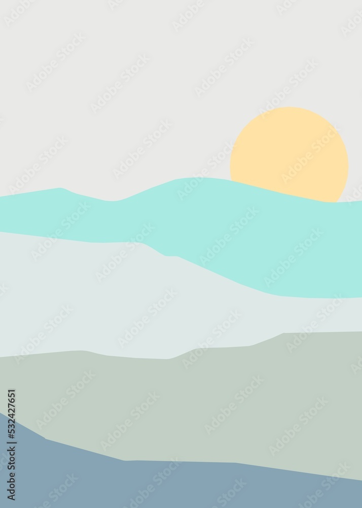 Minimal Sunrise Artwork,Summer And Travel Concept	