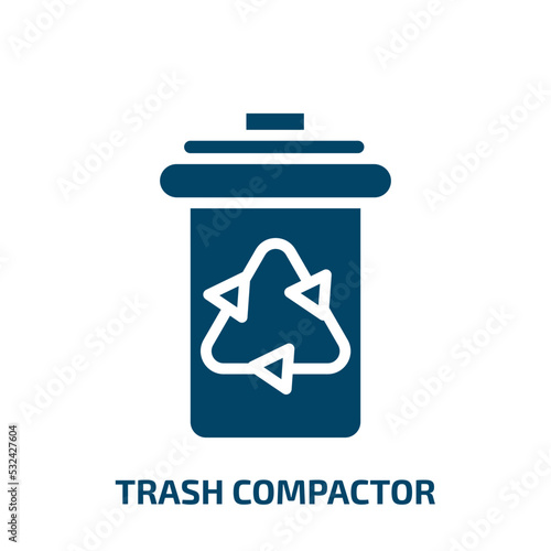 trash compactor icon from electronic devices collection. Filled trash compactor, compactor, furnace glyph icons isolated on white background. Black vector trash compactor sign, symbol for web design
