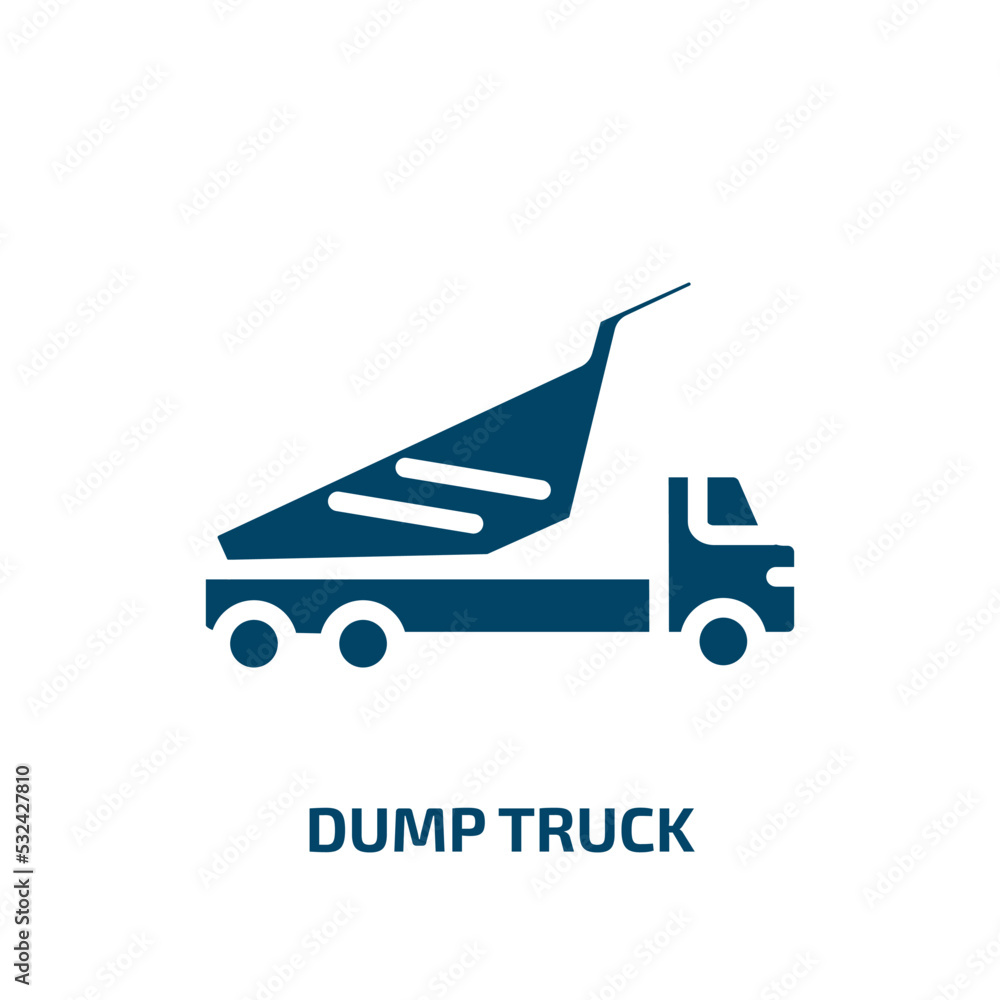dump truck icon from construction collection. Filled dump truck, truck, auto glyph icons isolated on white background. Black vector dump truck sign, symbol for web design and mobile apps dump truck icon from construction collection. Filled dump truck, truck, auto glyph icons isolated on white background. Black vector dump truck sign, symbol for web design and mobile apps