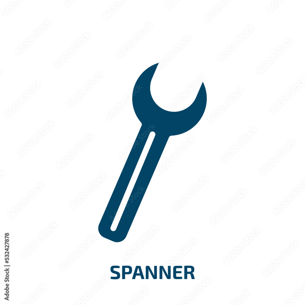 spanner icon from construction collection. Filled spanner, work, tool glyph icons isolated on white background. Black vector spanner sign, symbol for web design and mobile apps spanner icon from construction collection. Filled spanner, work, tool glyph icons isolated on white background. Black vector spanner sign, symbol for web design and mobile apps