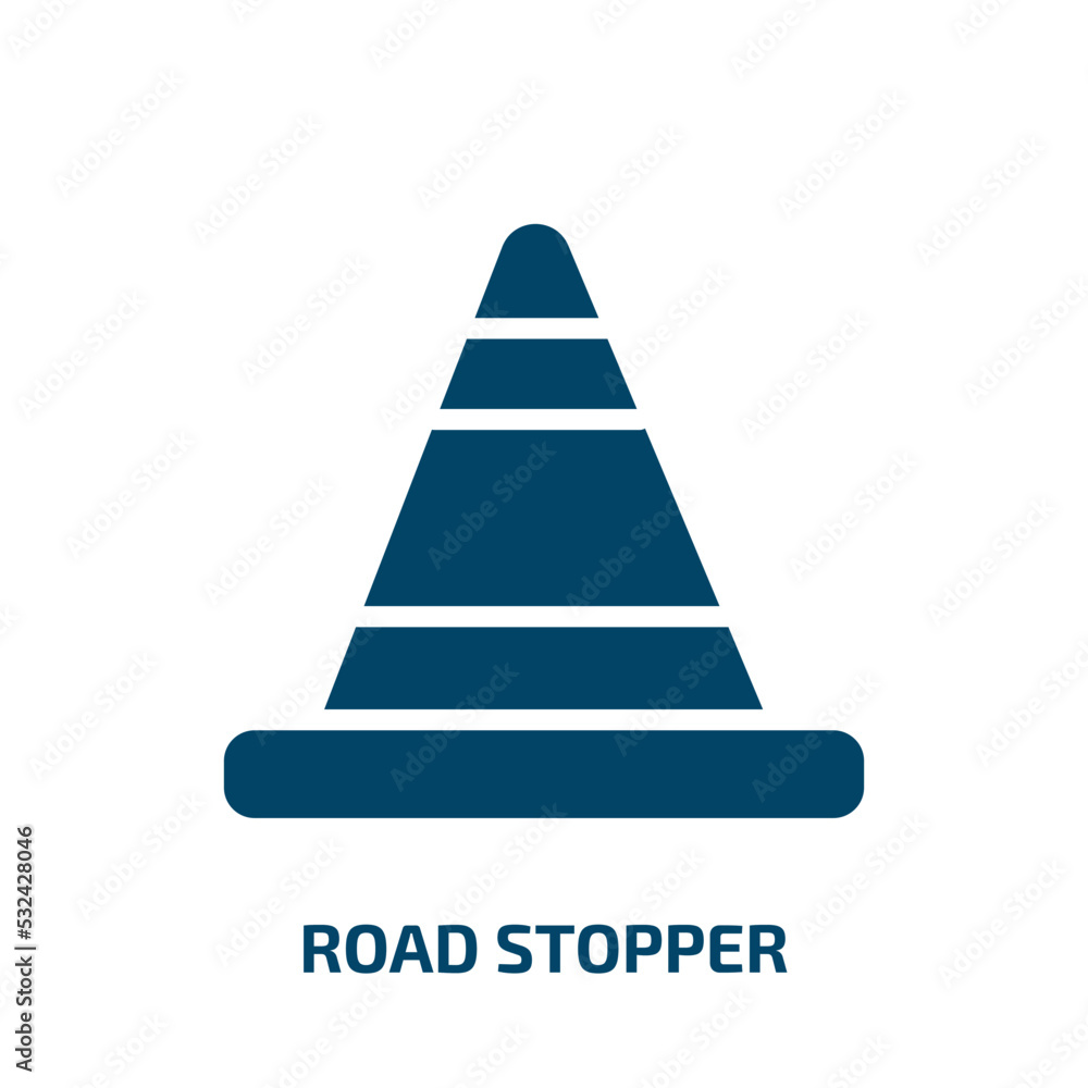 Fototapeta premium road stopper icon from construction collection. Filled road stopper, road, traffic glyph icons isolated on white background. Black vector road stopper sign, symbol for web design and mobile apps