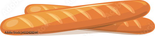 Baguette cartoon icon. Traditional french bread. Bakery symbol