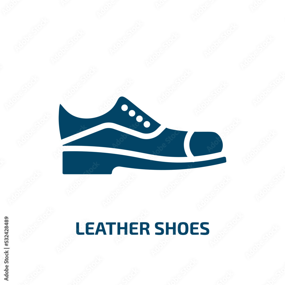 leather shoes icon from clothes collection. Filled leather shoes, leather, footwear glyph icons isolated on white background. Black vector leather shoes sign, symbol for web design and mobile apps leather shoes icon from clothes collection. Filled leather shoes, leather, footwear glyph icons isolated on white background. Black vector leather shoes sign, symbol for web design and mobile apps