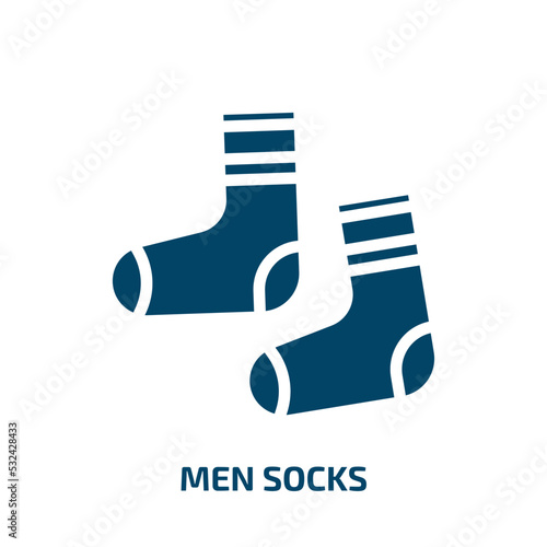 men socks icon from clothes collection. Filled men socks, clothing, fashion glyph icons isolated on white background. Black vector men socks sign, symbol for web design and mobile apps