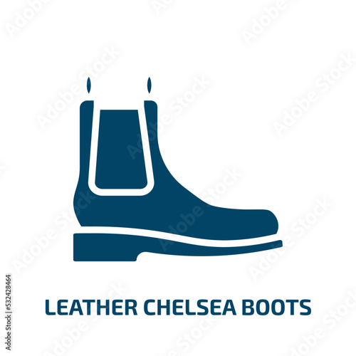 leather chelsea boots icon from clothes collection. Filled leather chelsea boots, leather, chelsea glyph icons isolated on white background. Black vector leather chelsea boots sign, symbol for web