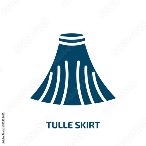 tulle skirt icon from clothes collection. Filled tulle skirt, skirt, princess glyph icons isolated on white background. Black vector tulle skirt sign, symbol for web design and mobile apps