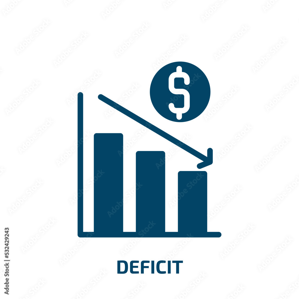 deficit icon from business collection. Filled deficit, disorder, problem glyph icons isolated on white background. Black vector deficit sign, symbol for web design and mobile apps deficit icon from business collection. Filled deficit, disorder, problem glyph icons isolated on white background. Black vector deficit sign, symbol for web design and mobile apps