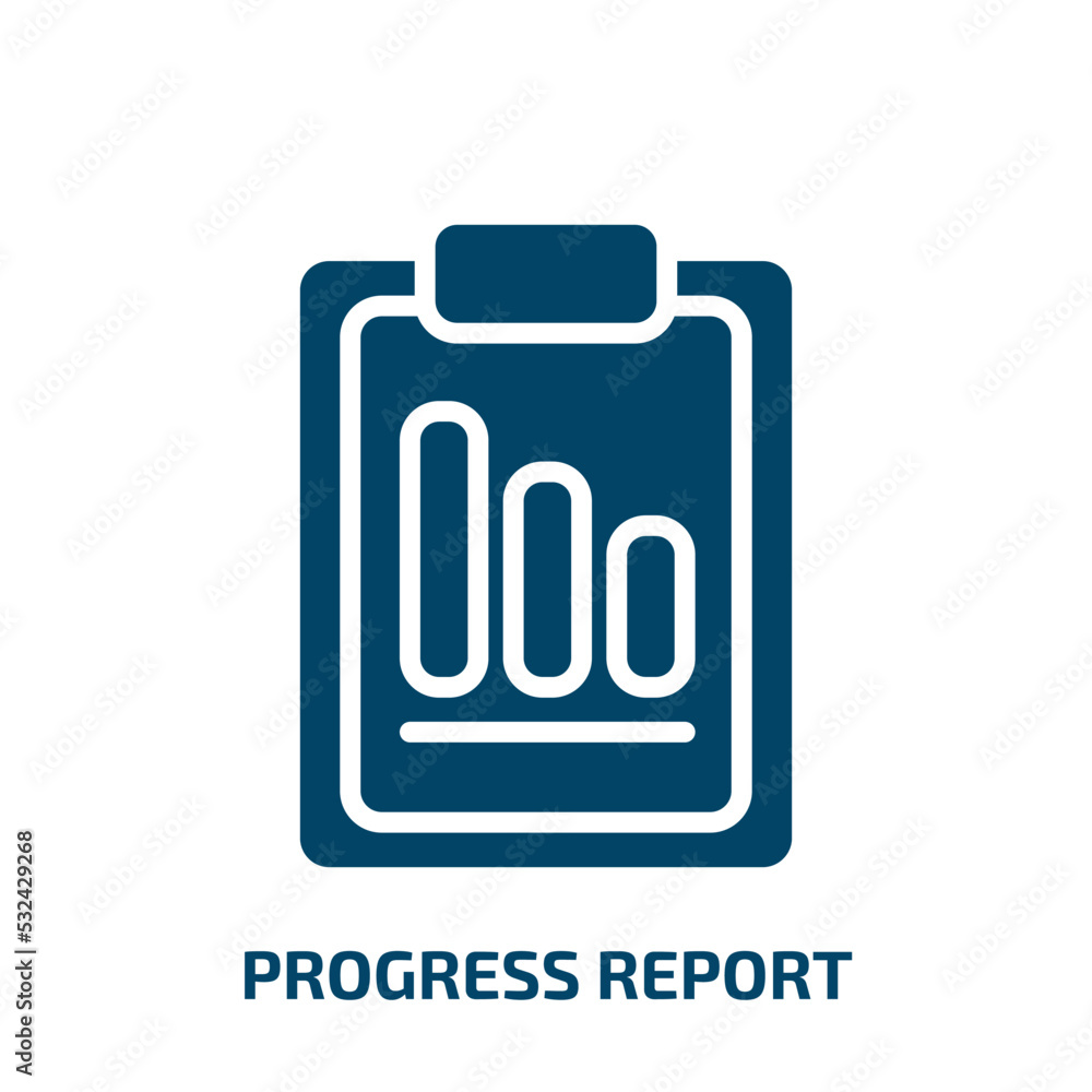 progress report icon from business collection. Filled progress report, business, report glyph icons isolated on white background. Black vector progress report sign, symbol for web design and mobile progress report icon from business collection. Filled progress report, business, report glyph icons isolated on white background. Black vector progress report sign, symbol for web design and mobile