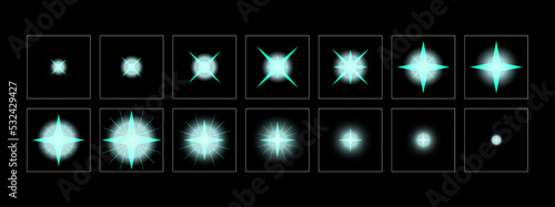 Colorful shine light FX. Shine effect sprite sheet for animation and motion design. photo
