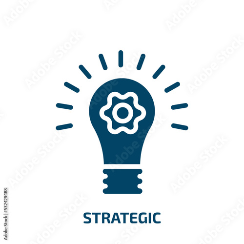 strategic icon from business collection. Filled strategic, business, strategy glyph icons isolated on white background. Black vector strategic sign, symbol for web design and mobile apps