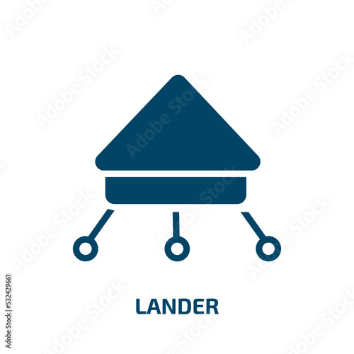 lander icon from astronomy collection. Filled lander, rocket, space glyph icons isolated on white background. Black vector lander sign, symbol for web design and mobile apps