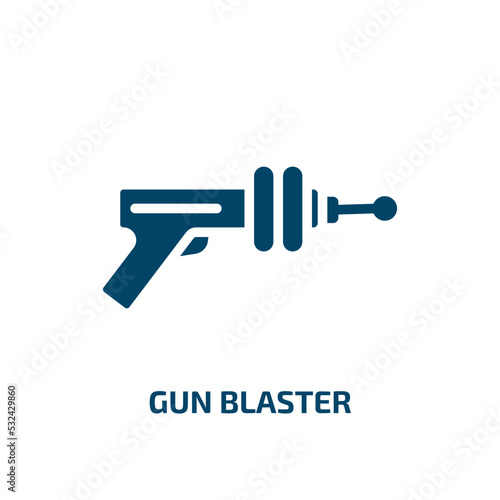 gun blaster icon from astronomy collection. Filled gun blaster, gun, weapon glyph icons isolated on white background. Black vector gun blaster sign, symbol for web design and mobile apps