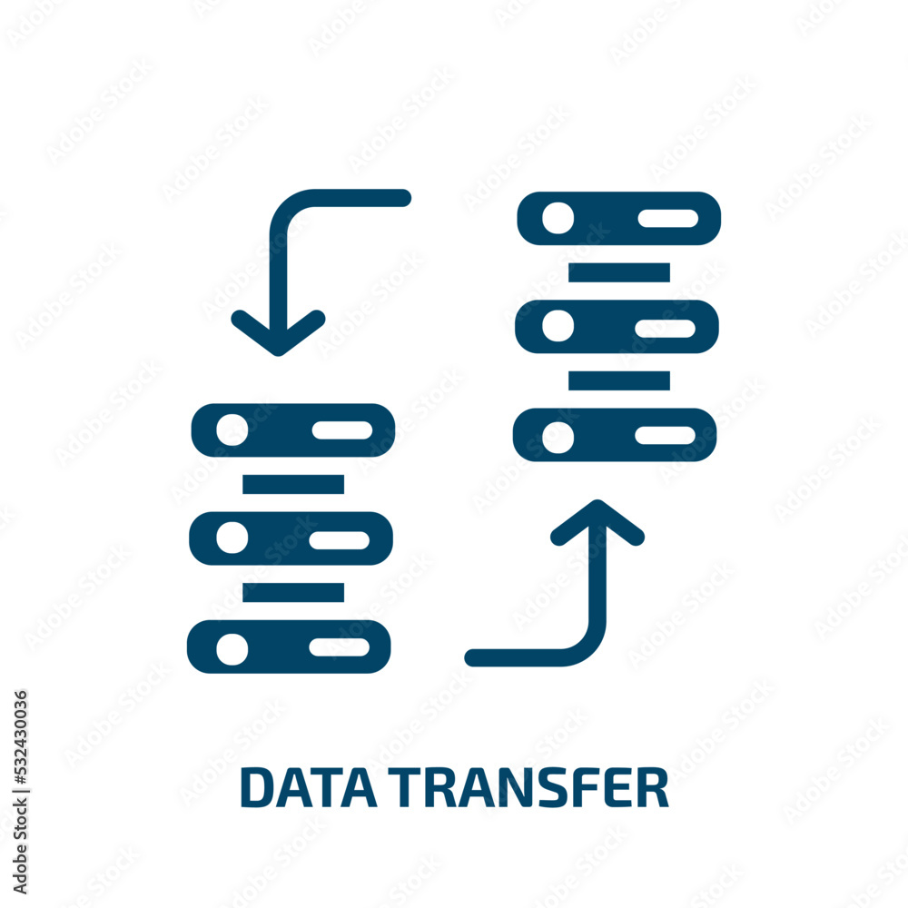 data transfer icon from artificial intellegence and future technology collection. Filled data transfer, data, internet glyph icons isolated on white background. Black vector data transfer sign, symbol data transfer icon from artificial intellegence and future technology collection. Filled data transfer, data, internet glyph icons isolated on white background. Black vector data transfer sign, symbol