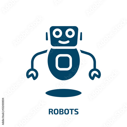 robots icon from artificial intellegence and future technology collection. Filled robots, robot, industry glyph icons isolated on white background. Black vector robots sign, symbol for web design and