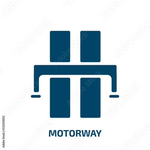 motorway icon from artificial intellegence and future technology collection. Filled motorway, transport, road glyph icons isolated on white background. Black vector motorway sign, symbol for web