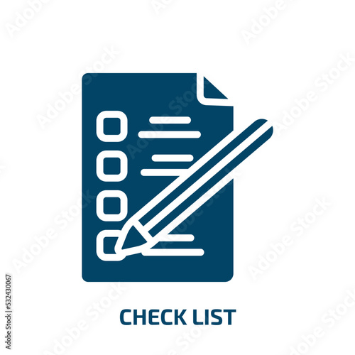 check list icon from artificial intellegence and future technology collection. Filled check list, checklist, check glyph icons isolated on white background. Black vector check list sign, symbol for