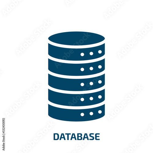 database icon from artificial intellegence and future technology collection. Filled database, data, communication glyph icons isolated on white background. Black vector database sign, symbol for web