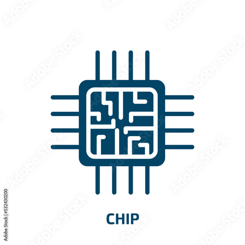 chip icon from artificial intellegence and future technology collection. Filled chip, chips, food glyph icons isolated on white background. Black vector chip sign, symbol for web design and mobile