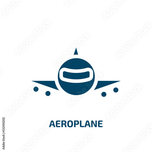 aeroplane icon from artificial intellegence and future technology collection. Filled aeroplane, plane, flight glyph icons isolated on white background. Black vector aeroplane sign, symbol for web