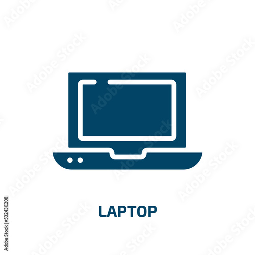 laptop icon from artificial intellegence and future technology collection. Filled laptop, phone, internet glyph icons isolated on white background. Black vector laptop sign, symbol for web design and