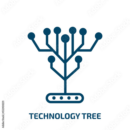 technology tree icon from artificial intellegence and future technology collection. Filled technology tree, tree, technology glyph icons isolated on white background. Black vector technology tree