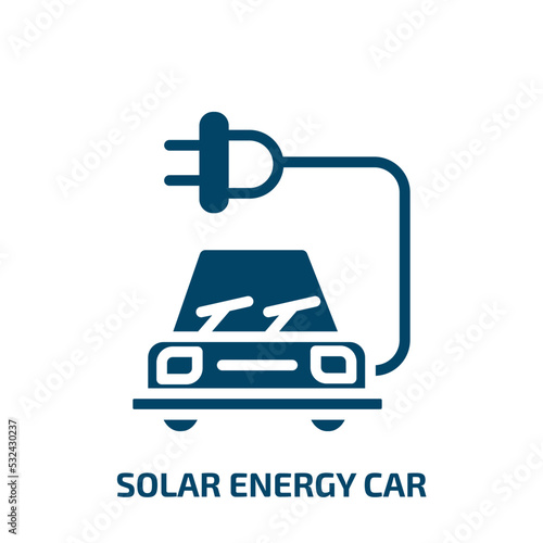 solar energy car icon from artificial intellegence and future technology collection. Filled solar energy car, power, solar glyph icons isolated on white background. Black vector solar energy car sign,