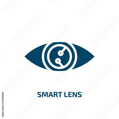 smart lens icon from artificial intellegence and future technology collection. Filled smart lens, lens, smart glyph icons isolated on white background. Black vector smart lens sign, symbol for web