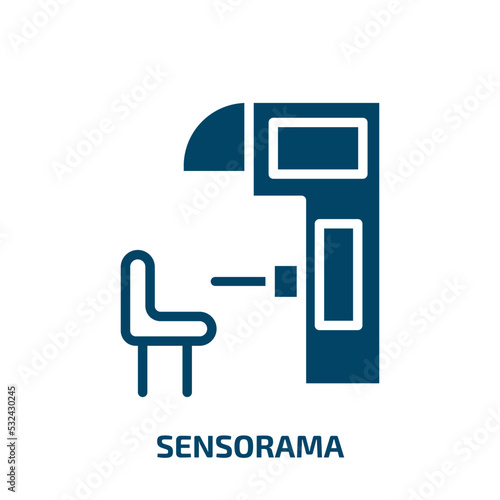 sensorama icon from artificial intellegence and future technology collection. Filled sensorama, digital, virtual reality glyph icons isolated on white background. Black vector sensorama sign, symbol