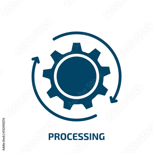 processing icon from artificial intellegence and future technology collection. Filled processing, business, process glyph icons isolated on white background. Black vector processing sign, symbol for