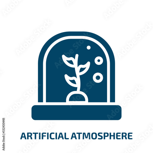 artificial atmosphere icon from artificial intellegence and future technology collection. Filled artificial atmosphere, atmosphere, station glyph icons isolated on white background. Black vector