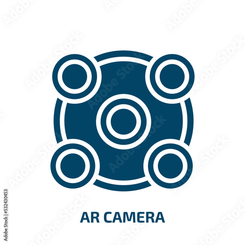 ar camera icon from artificial intellegence and future technology collection. Filled ar camera, ar, reality glyph icons isolated on white background. Black vector ar camera sign, symbol for web design