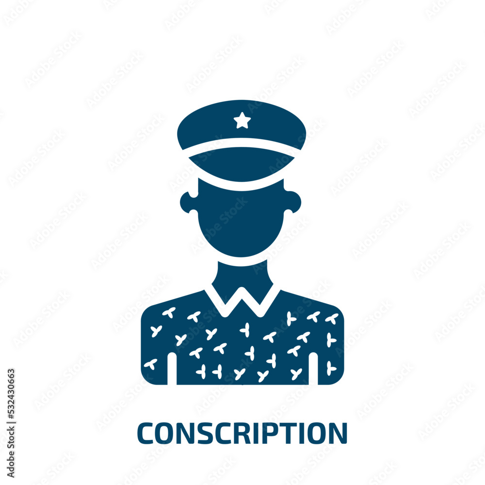 conscription icon from army and war collection. Filled conscription, engagement, recruitment glyph icons isolated on white background. Black vector conscription sign, symbol for web design and mobile conscription icon from army and war collection. Filled conscription, engagement, recruitment glyph icons isolated on white background. Black vector conscription sign, symbol for web design and mobile
