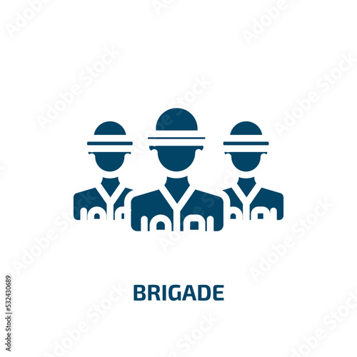 brigade icon from army and war collection. Filled brigade, emergency, safety glyph icons isolated on white background. Black vector brigade sign, symbol for web design and mobile apps