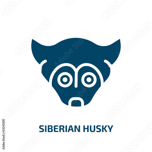 siberian husky icon from animals collection. Filled siberian husky, husky, pet glyph icons isolated on white background. Black vector siberian husky sign, symbol for web design and mobile apps