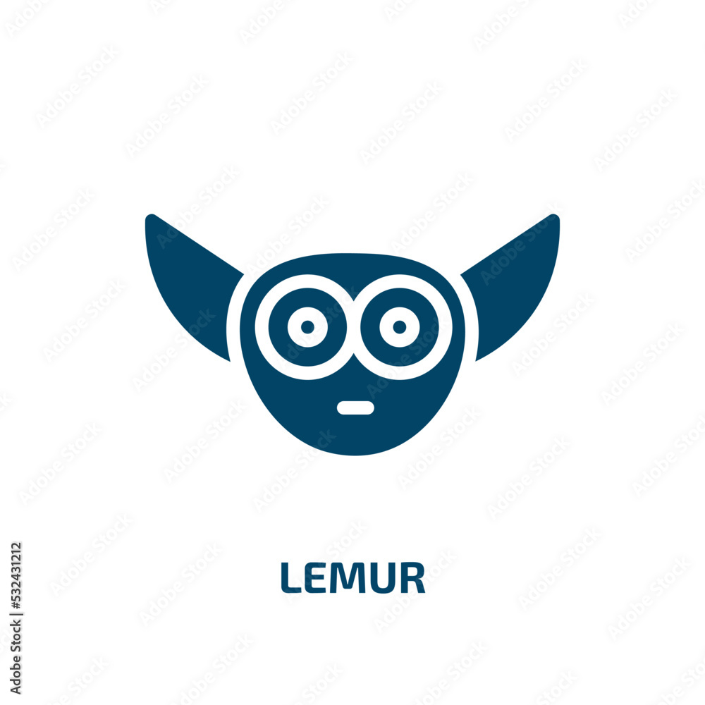 lemur icon from animals collection. Filled lemur, nature, animal glyph icons isolated on white background. Black vector lemur sign, symbol for web design and mobile apps lemur icon from animals collection. Filled lemur, nature, animal glyph icons isolated on white background. Black vector lemur sign, symbol for web design and mobile apps