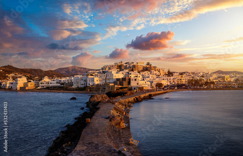 Fotografie, Obraz View from the Portara Gate towards the city of Naxos island, Cyclades, Greece, d