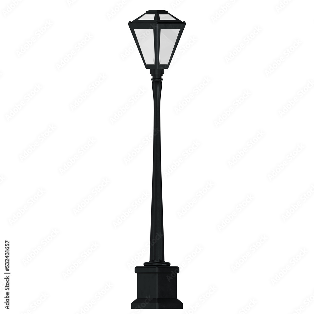 3D rendering illustration of a garden lamp post 3D rendering illustration of a garden lamp post