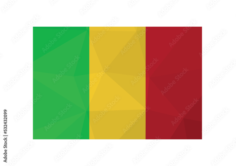 Vector illustration. Official symbol of Mali. National flag with green